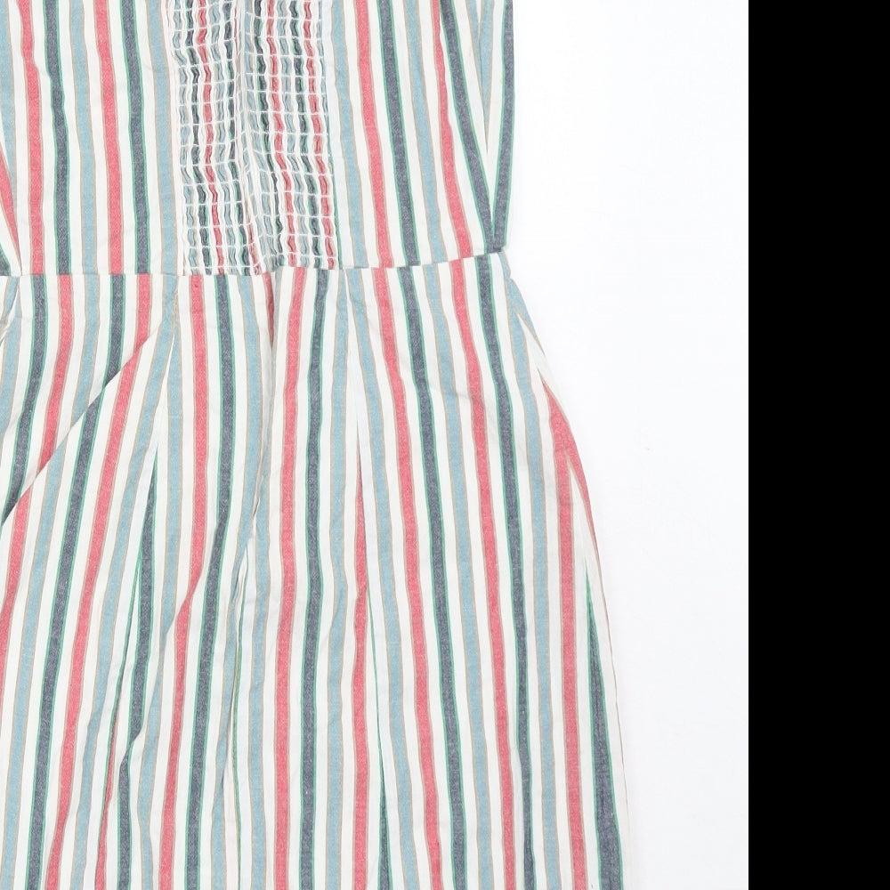 Primark Womens Multicoloured Striped Polyester Mini Size 10 Square Neck Zip