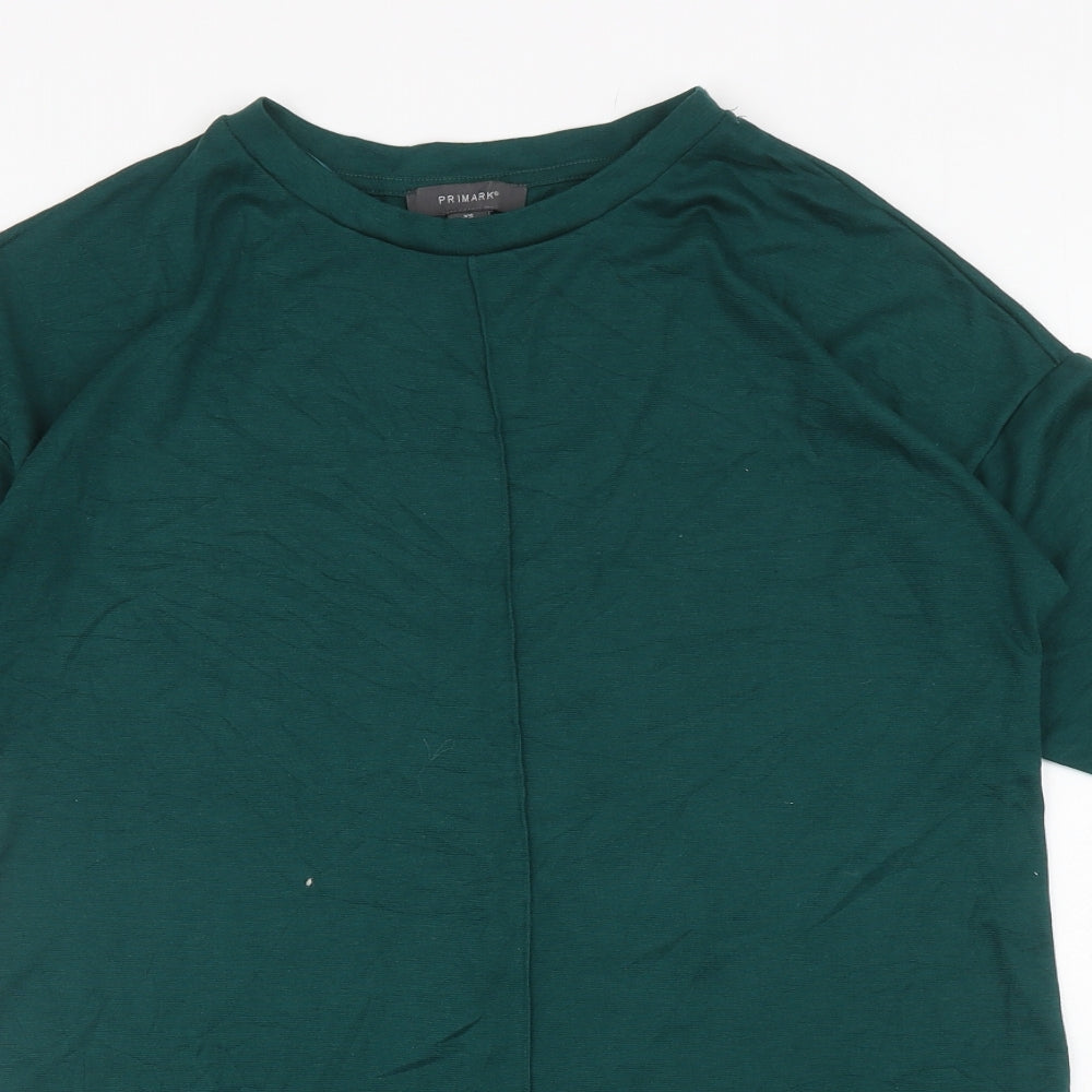 Primark Womens Green Boat Neck Polyester Tunic Jumper Size XS