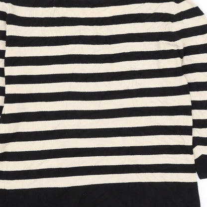 Editions Womens Beige Scoop Neck Striped Polyester Pullover Jumper Size 14