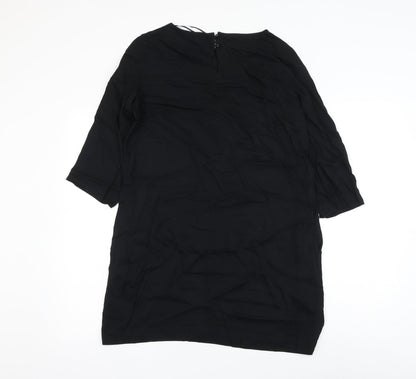 Marks and Spencer Womens Black Viscose Shift Size 10 Round Neck Button
