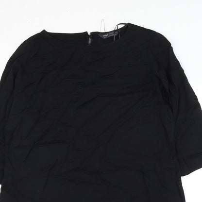 Marks and Spencer Womens Black Viscose Shift Size 10 Round Neck Button