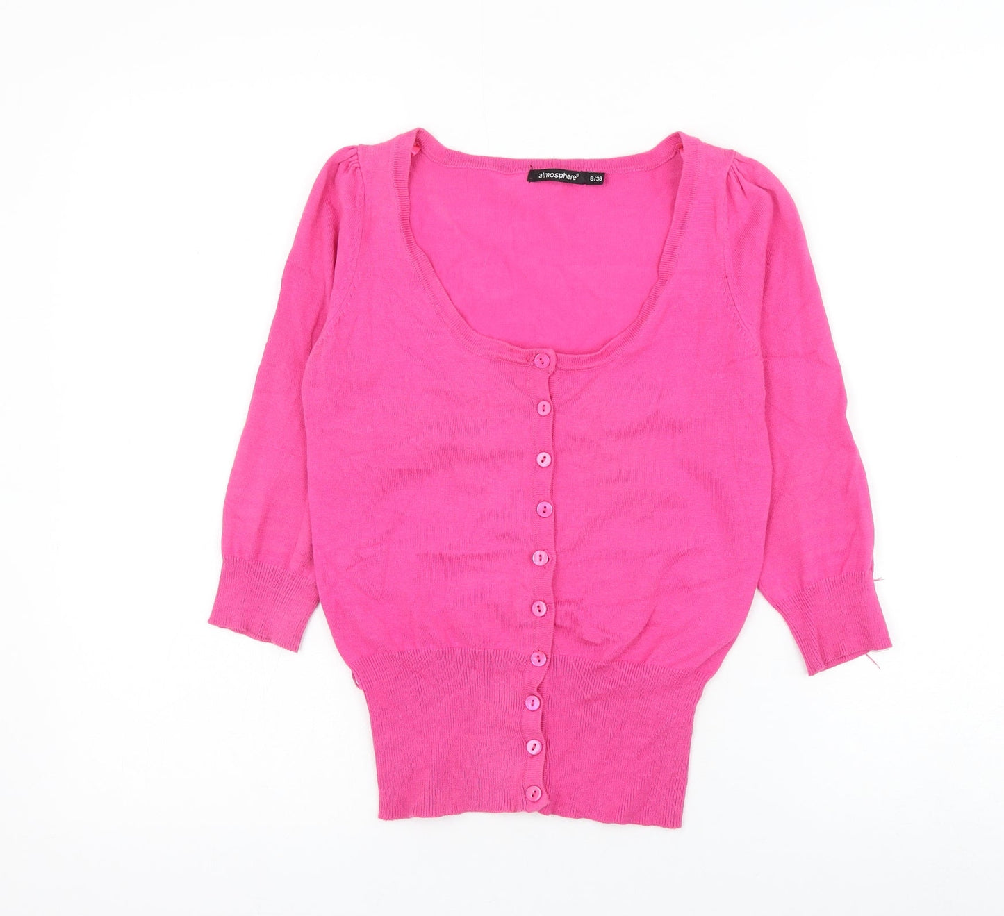 Atmosphere Womens Pink Scoop Neck Cotton Cardigan Jumper Size 8