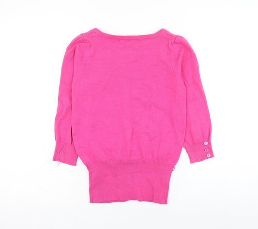 Atmosphere Womens Pink Scoop Neck Cotton Cardigan Jumper Size 8
