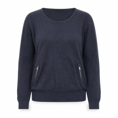 Cherry Womens Blue Scoop Neck Wool Pullover Jumper Size S