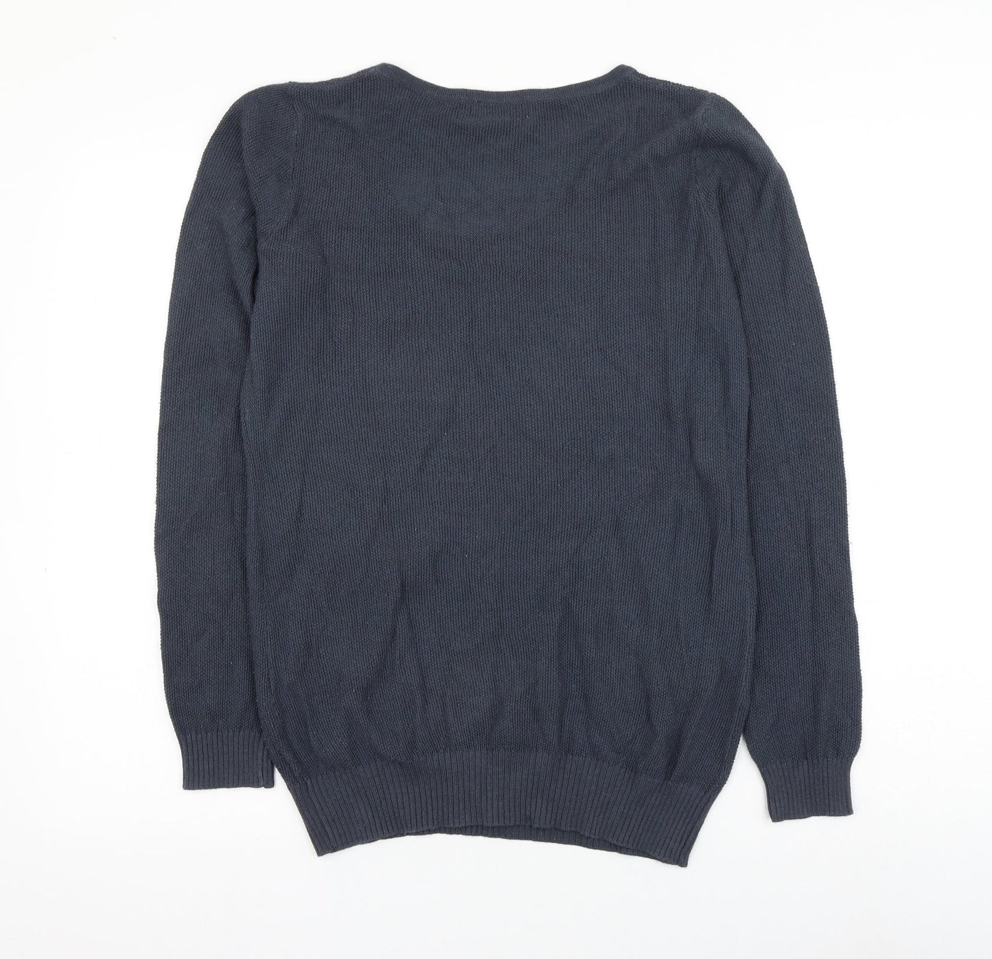 Cherry Womens Blue Scoop Neck Wool Pullover Jumper Size S