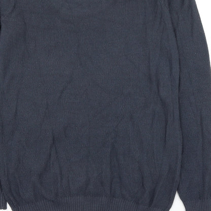 Cherry Womens Blue Scoop Neck Wool Pullover Jumper Size S