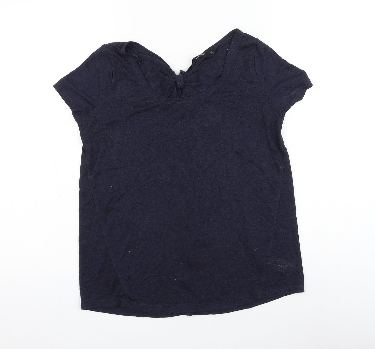 F&F Womens Blue Viscose Basic T-Shirt Size 10 Round Neck