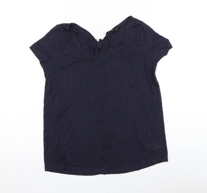 F&F Womens Blue Viscose Basic T-Shirt Size 10 Round Neck