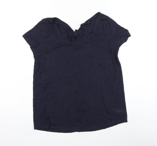 F&F Womens Blue Viscose Basic T-Shirt Size 10 Round Neck