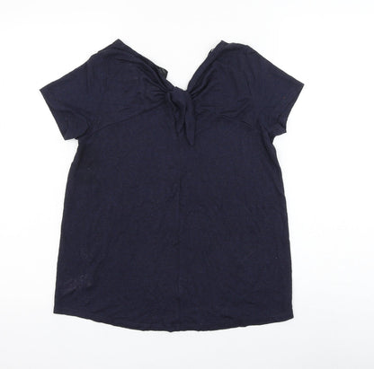 F&F Womens Blue Viscose Basic T-Shirt Size 10 Round Neck