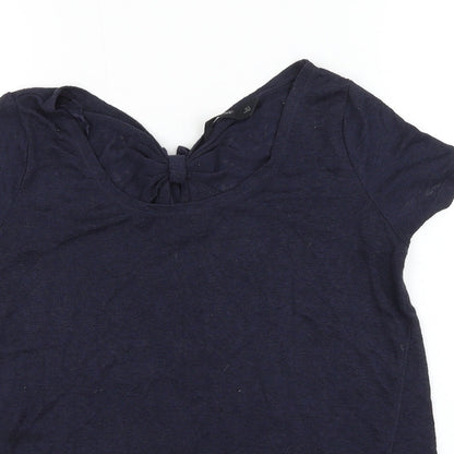F&F Womens Blue Viscose Basic T-Shirt Size 10 Round Neck