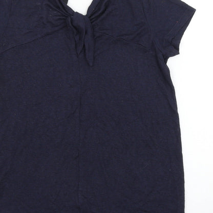 F&F Womens Blue Viscose Basic T-Shirt Size 10 Round Neck