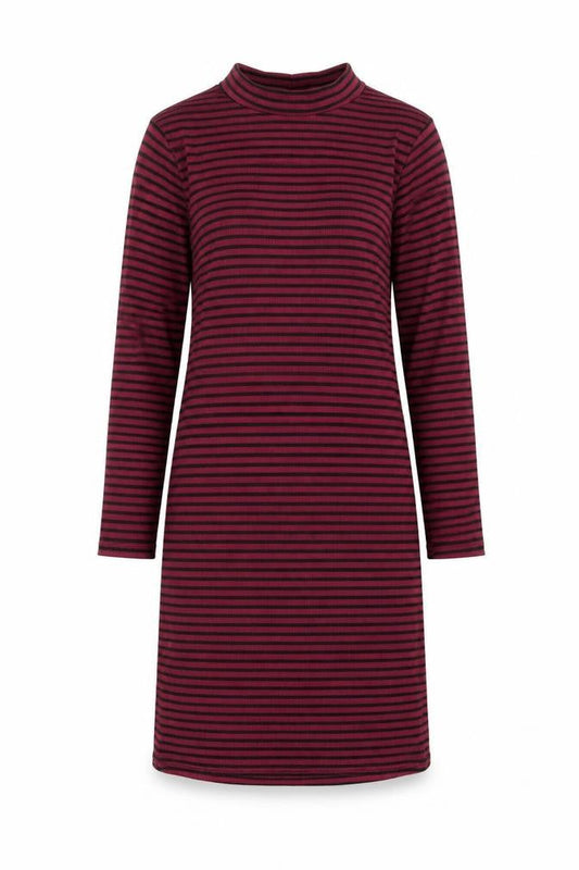 Poof Womens Red Striped Cotton Pencil Dress Size S Mock Neck Pullover