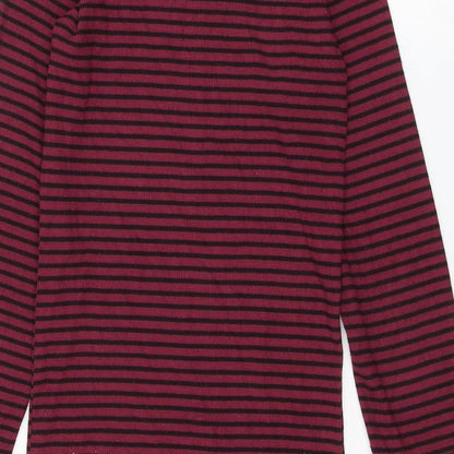 Poof Womens Red Striped Cotton Pencil Dress Size S Mock Neck Pullover
