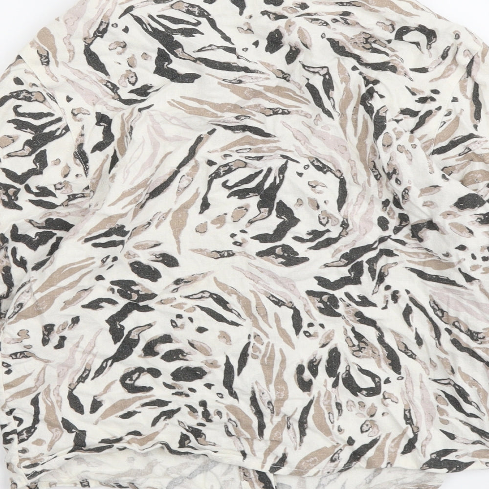 Marks and Spencer Womens Multicoloured Animal Print Linen Camisole Button-Up Size 10 Round Neck