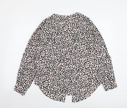 George Womens Multicoloured Animal Print Polyester Basic Button-Up Size 12 V-Neck - Leopard Pattern