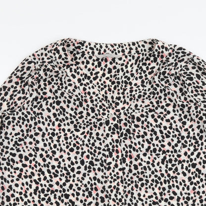 George Womens Multicoloured Animal Print Polyester Basic Button-Up Size 12 V-Neck - Leopard Pattern