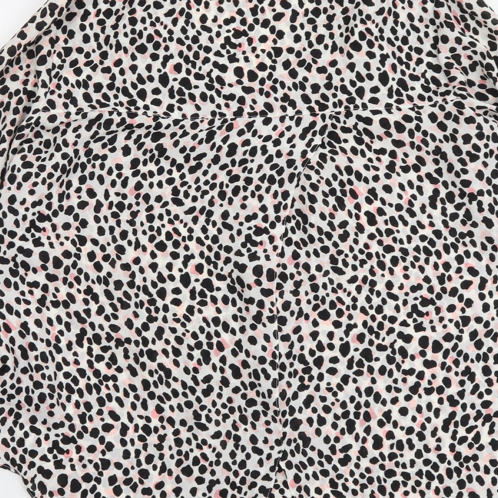 George Womens Multicoloured Animal Print Polyester Basic Button-Up Size 12 V-Neck - Leopard Pattern