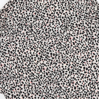 George Womens Multicoloured Animal Print Polyester Basic Button-Up Size 12 V-Neck - Leopard Pattern