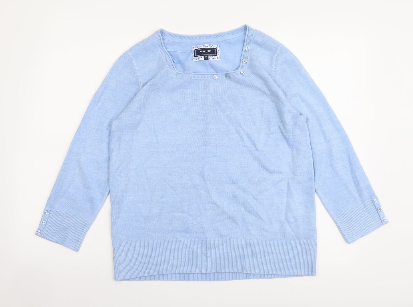 Womens UK Size 14 Maine Blue Pullover Jumper