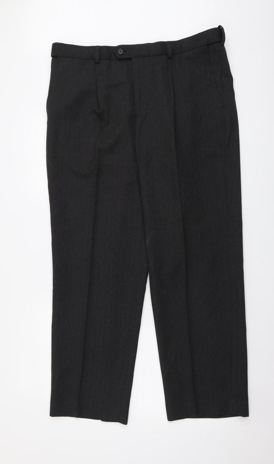 JACK REID Mens Grey Polyester Trousers Size 38 in L30 in Regular Button