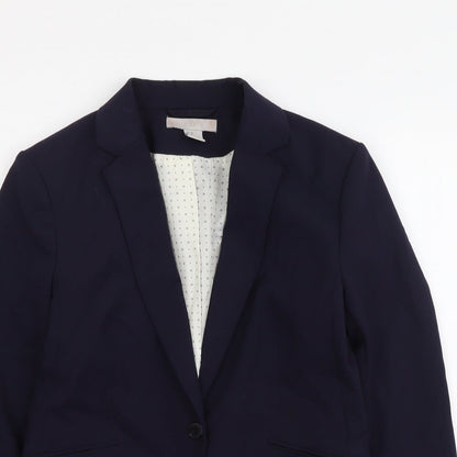 H&M Womens Blue Polyester Jacket Suit Jacket Size M