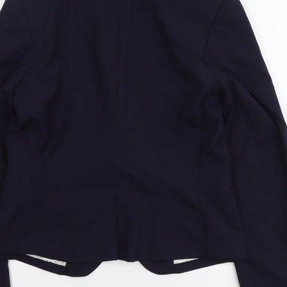 H&M Womens Blue Polyester Jacket Suit Jacket Size M