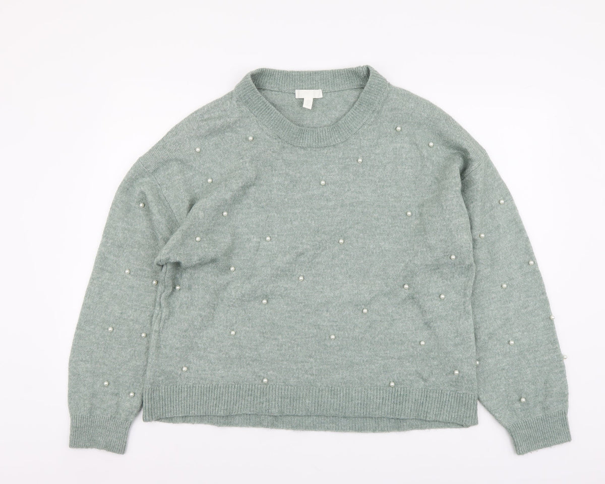 Womens UK Size M H&M Green Pullover Jumper