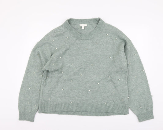Womens UK Size M H&M Green Pullover Jumper