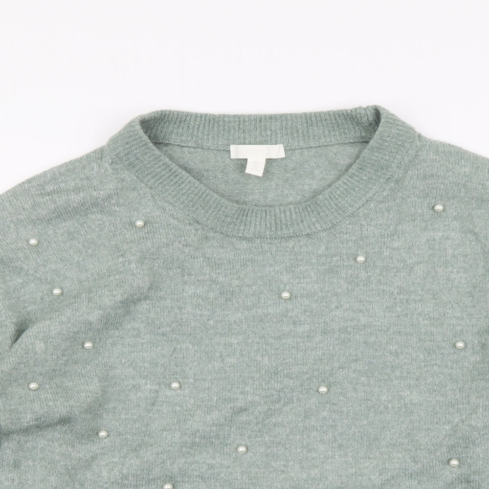 Womens UK Size M H&M Green Pullover Jumper