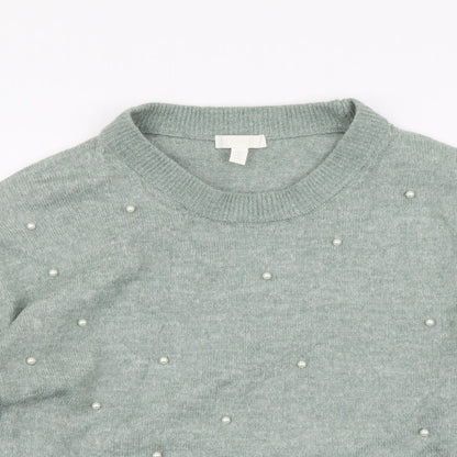 Womens UK Size M H&M Green Pullover Jumper