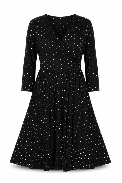 Happy Mama Womens Black Geometric Polyester A-Line Size S V-Neck Pullover - Stars pattern