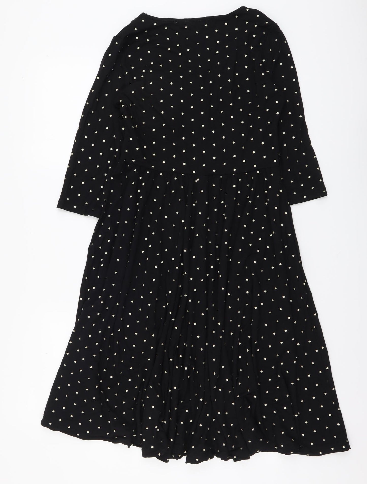 Happy Mama Womens Black Geometric Polyester A-Line Size S V-Neck Pullover - Stars pattern