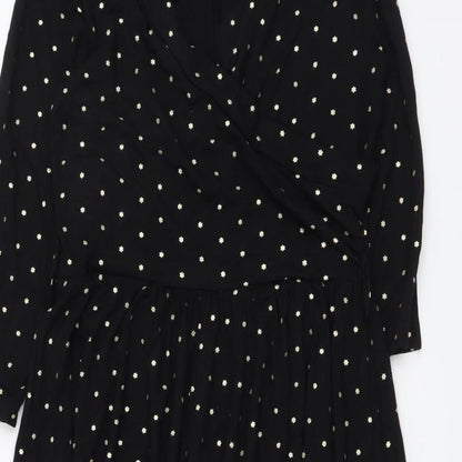 Happy Mama Womens Black Geometric Polyester A-Line Size S V-Neck Pullover - Stars pattern