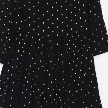 Happy Mama Womens Black Geometric Polyester A-Line Size S V-Neck Pullover - Stars pattern