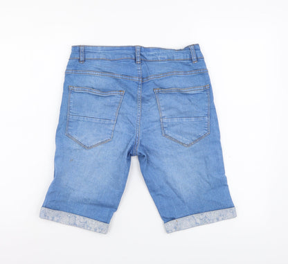 Denim & Co. Mens Blue Cotton Bermuda Shorts Size 28 in L10 in Regular Button