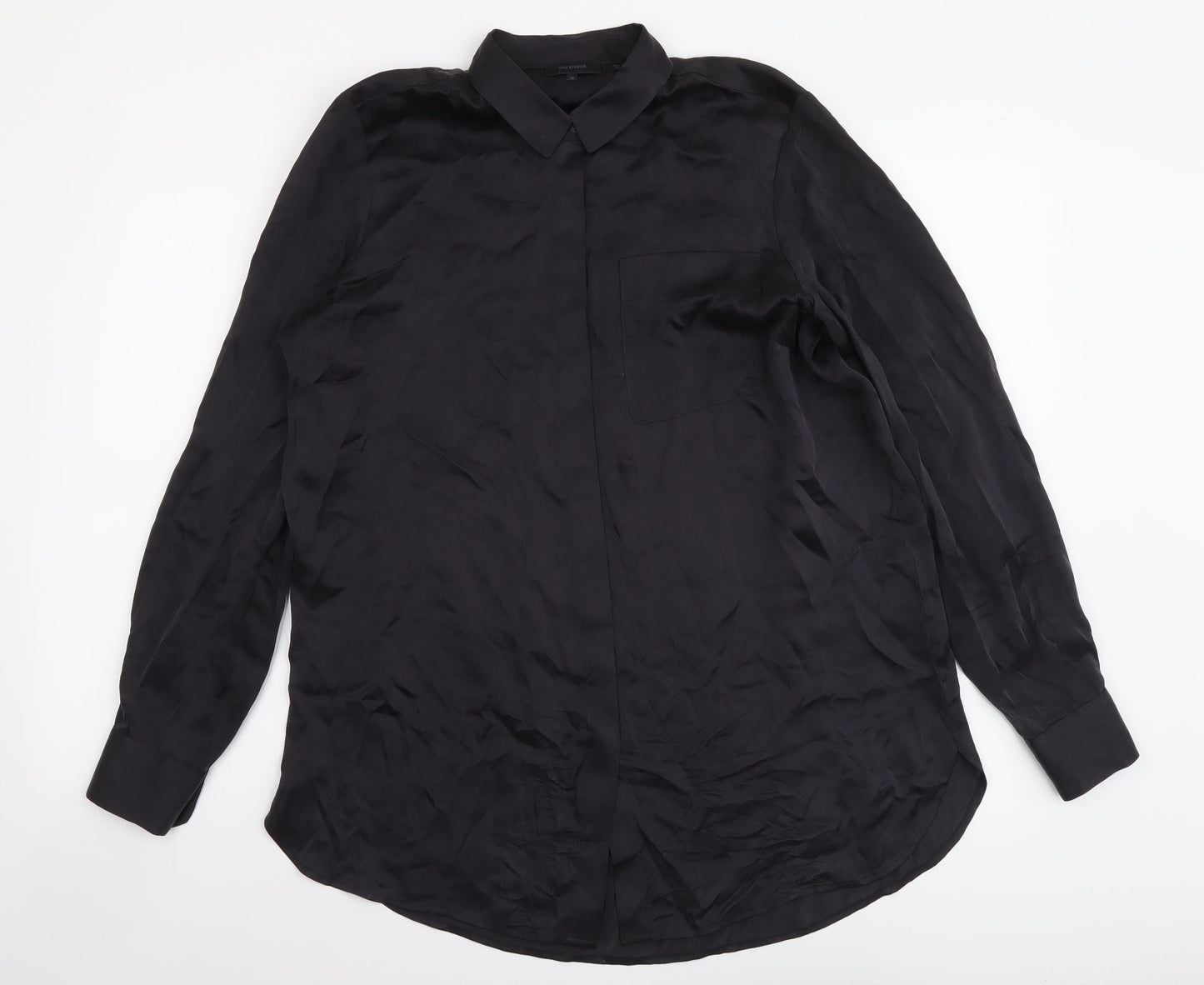 Cult Studios Womens Black Polyester Basic Button-Up Size 10 Collared