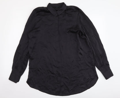 Cult Studios Womens Black Polyester Basic Button-Up Size 10 Collared