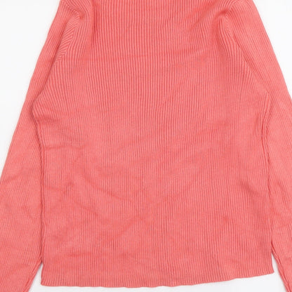 Primark Womens Orange Round Neck Viscose Pullover Jumper Size L - Ribbed