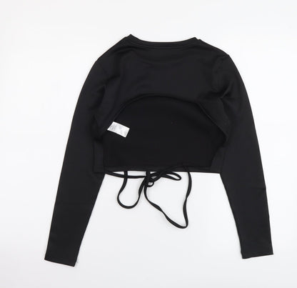 Primark Womens Black Polyester Cropped Blouse Size XS Round Neck