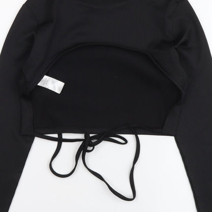 Primark Womens Black Polyester Cropped Blouse Size XS Round Neck