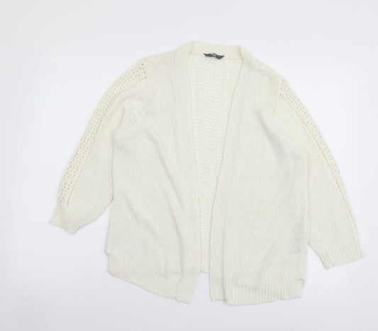BHS Womens Ivory V-Neck Acrylic Cardigan Jumper Size 14