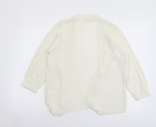 BHS Womens Ivory V-Neck Acrylic Cardigan Jumper Size 14