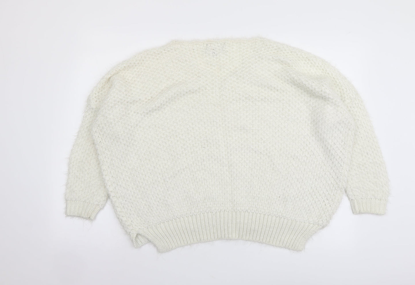 Apricot Womens Ivory V-Neck Acrylic Pullover Jumper Size 8