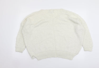 Apricot Womens Ivory V-Neck Acrylic Pullover Jumper Size 8