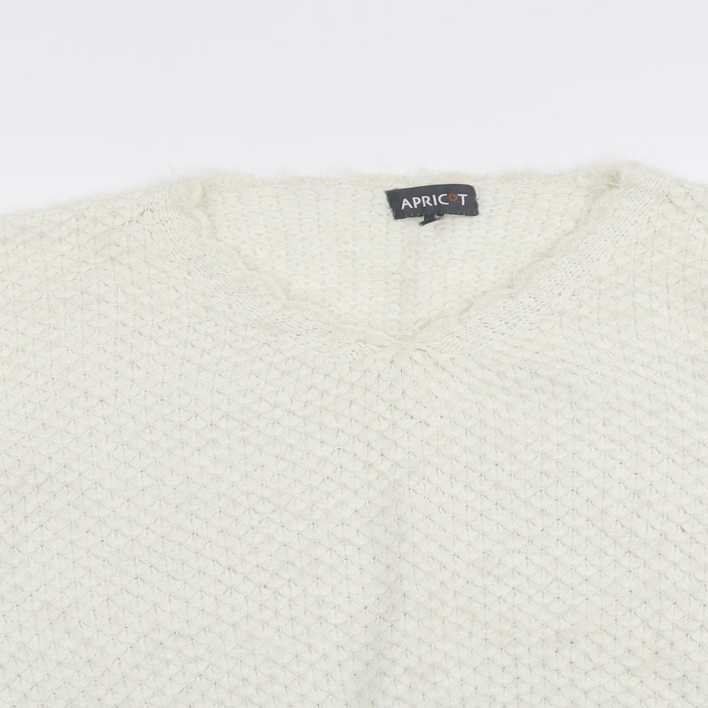 Apricot Womens Ivory V-Neck Acrylic Pullover Jumper Size 8