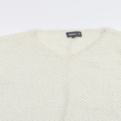 Apricot Womens Ivory V-Neck Acrylic Pullover Jumper Size 8