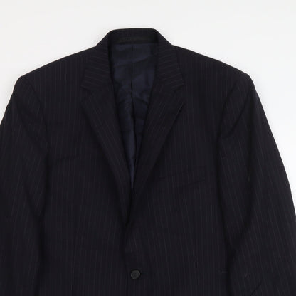 Autograph Mens Blue Striped Wool Jacket Suit Jacket Size M