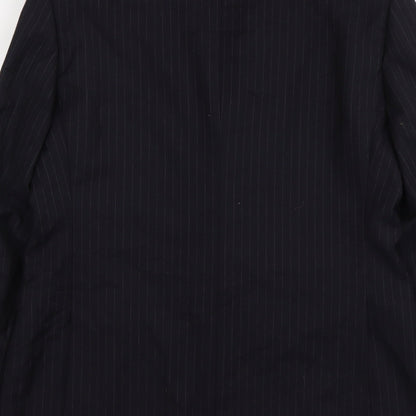 Autograph Mens Blue Striped Wool Jacket Suit Jacket Size M
