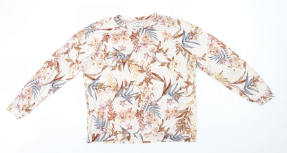 Jeff & Co Womens Pink Floral Polyester Basic T-Shirt Size 10 Round Neck